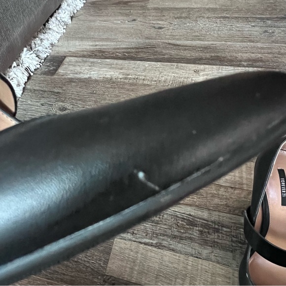 Black Stiletto Pointy Toe Heels with Patent Leather Mary Jane Strap - Picture 3 of 11